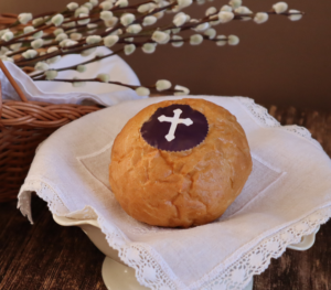 Easter in Poland with bread marked with a cross
