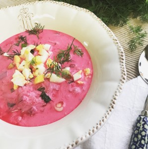 Chlodnik, Poland's cool, creamy beet soup for summer! #polishhousewife #pinksoup #polishsoup #polishrecipe #souprecipe #beetsoup #healthysoup PolishHousewife.com