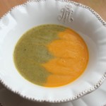 two-tone broccoli carrot soup