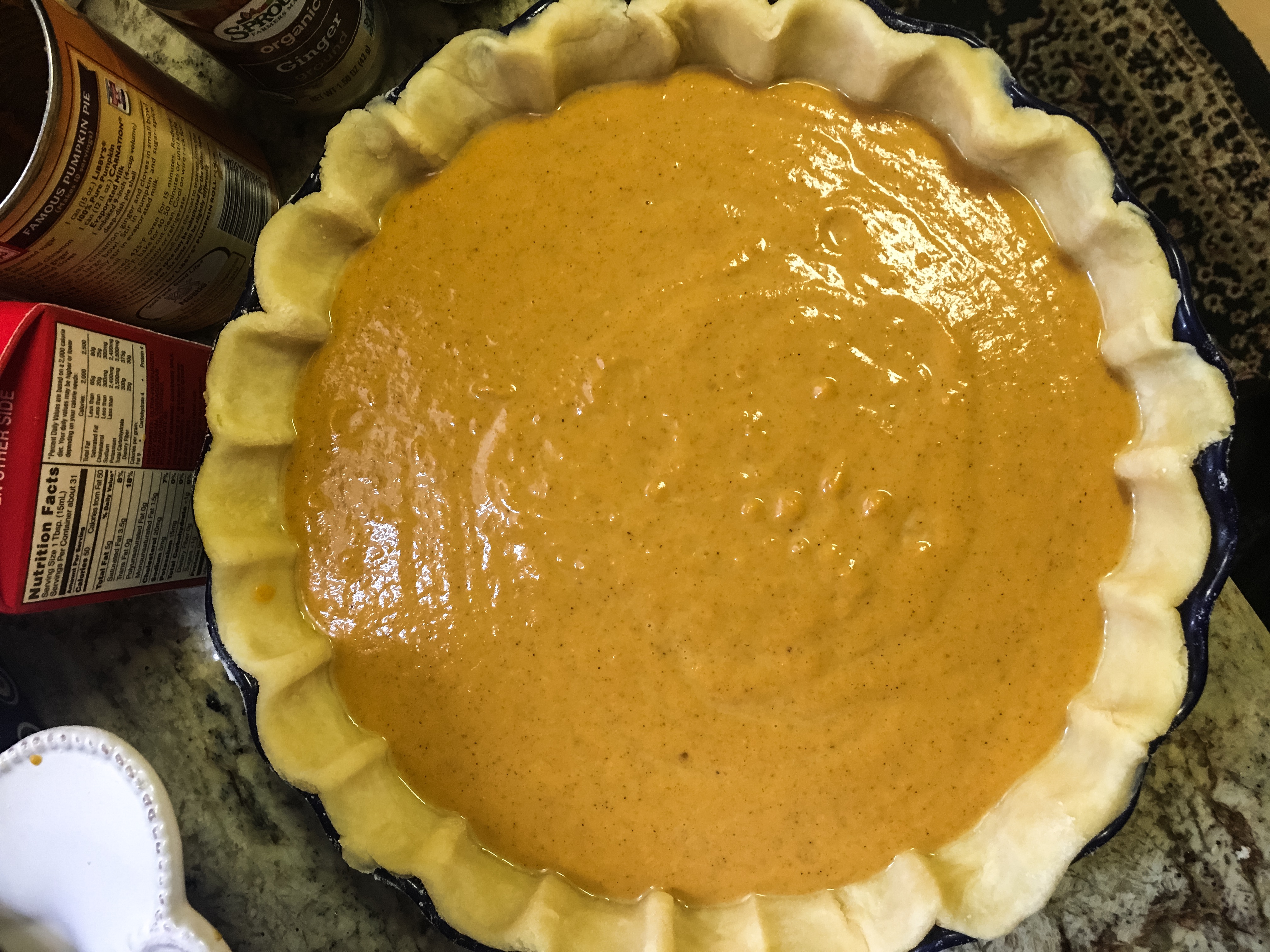 Marie Callender's pumpkin pie recipe ready to bake