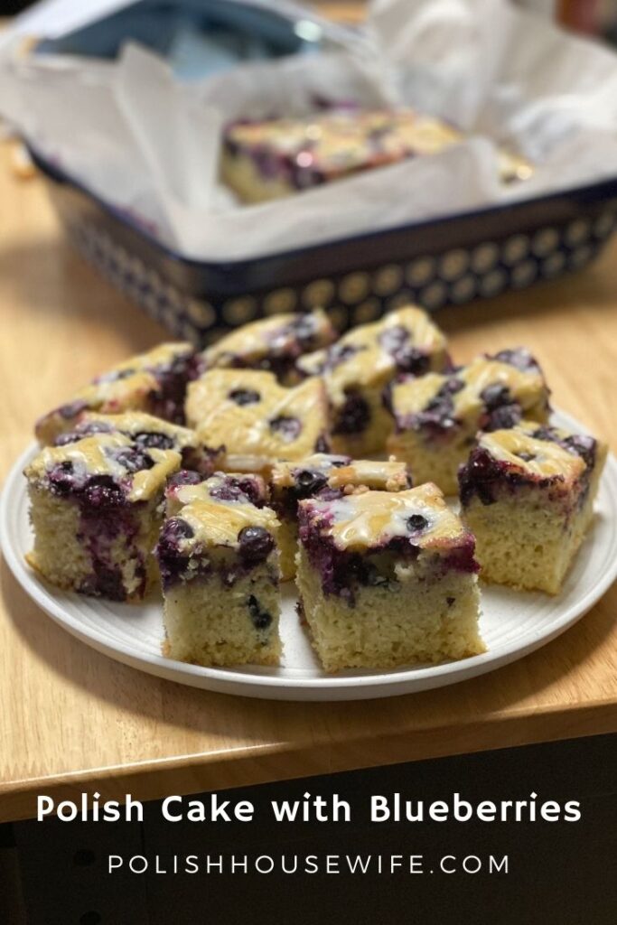 pieces of Polish cake with blueberries on a plate